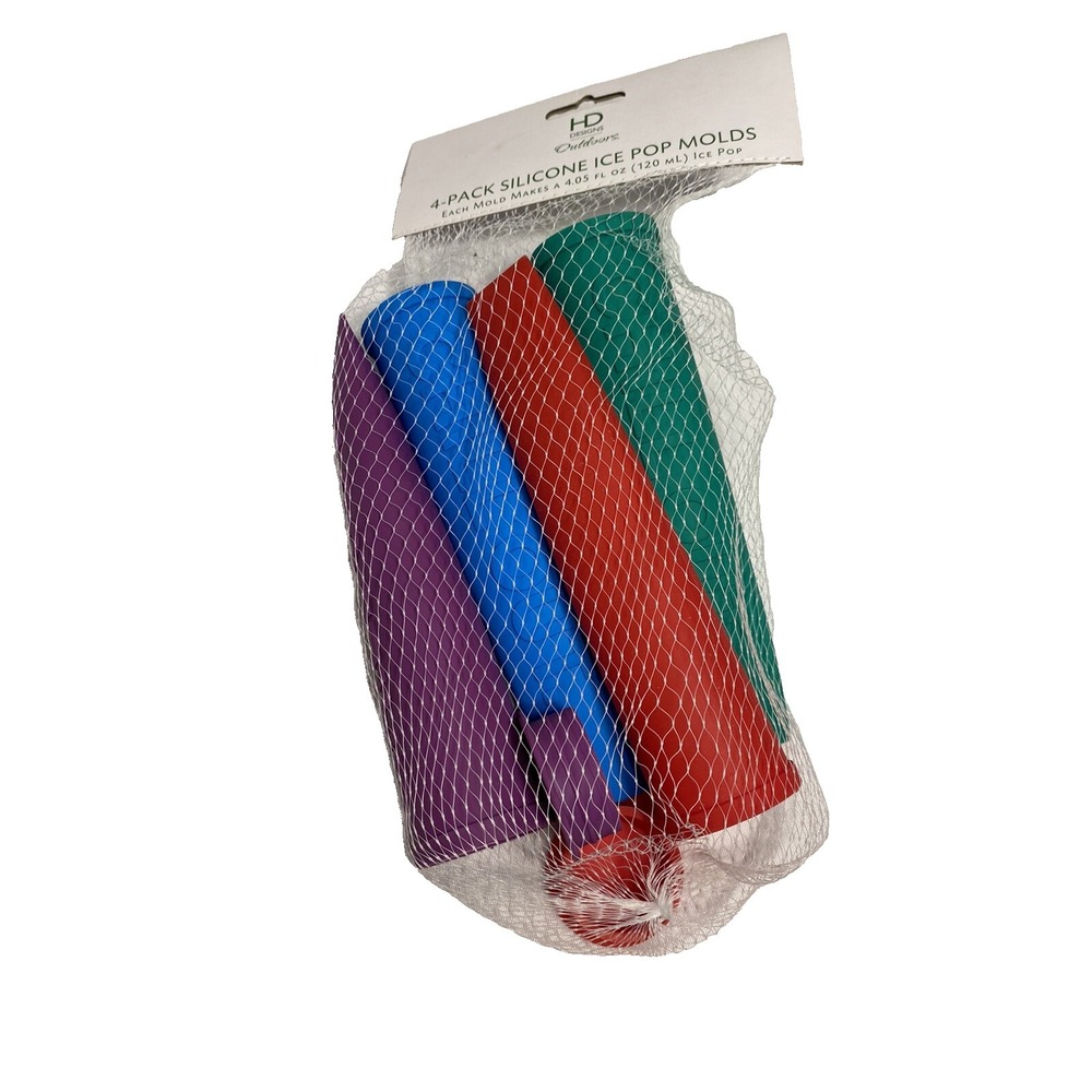 HD designs 4 pack silicone ice pop molds 4.05 oz each with lids‎